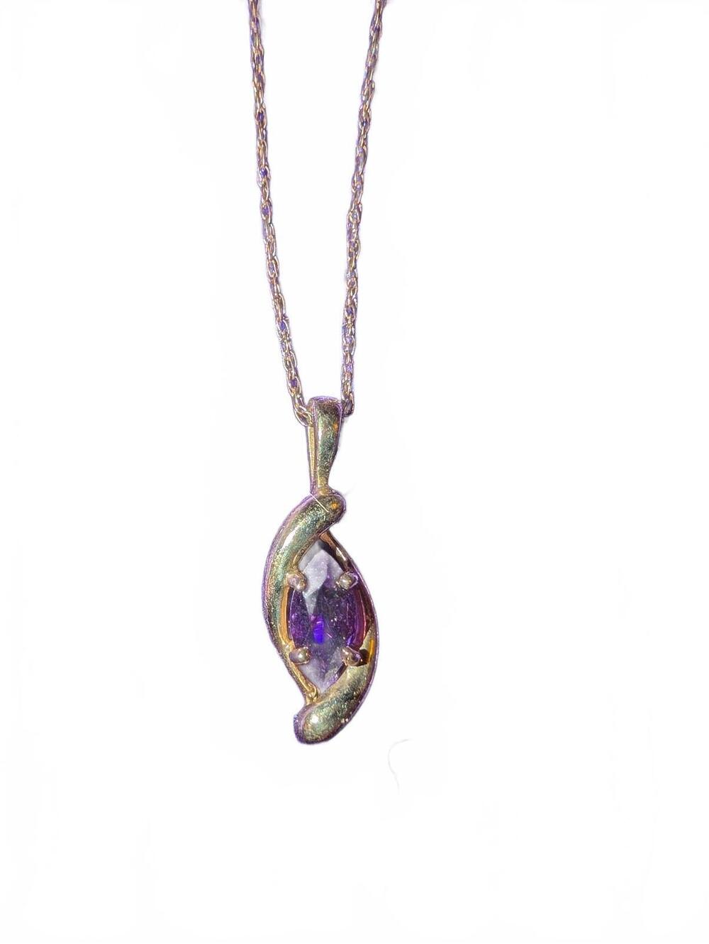 Sterling Silver Necklace with Amethyst Pendant